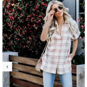 NWT Vici Collection Plaid Pocketed Tunic Size L